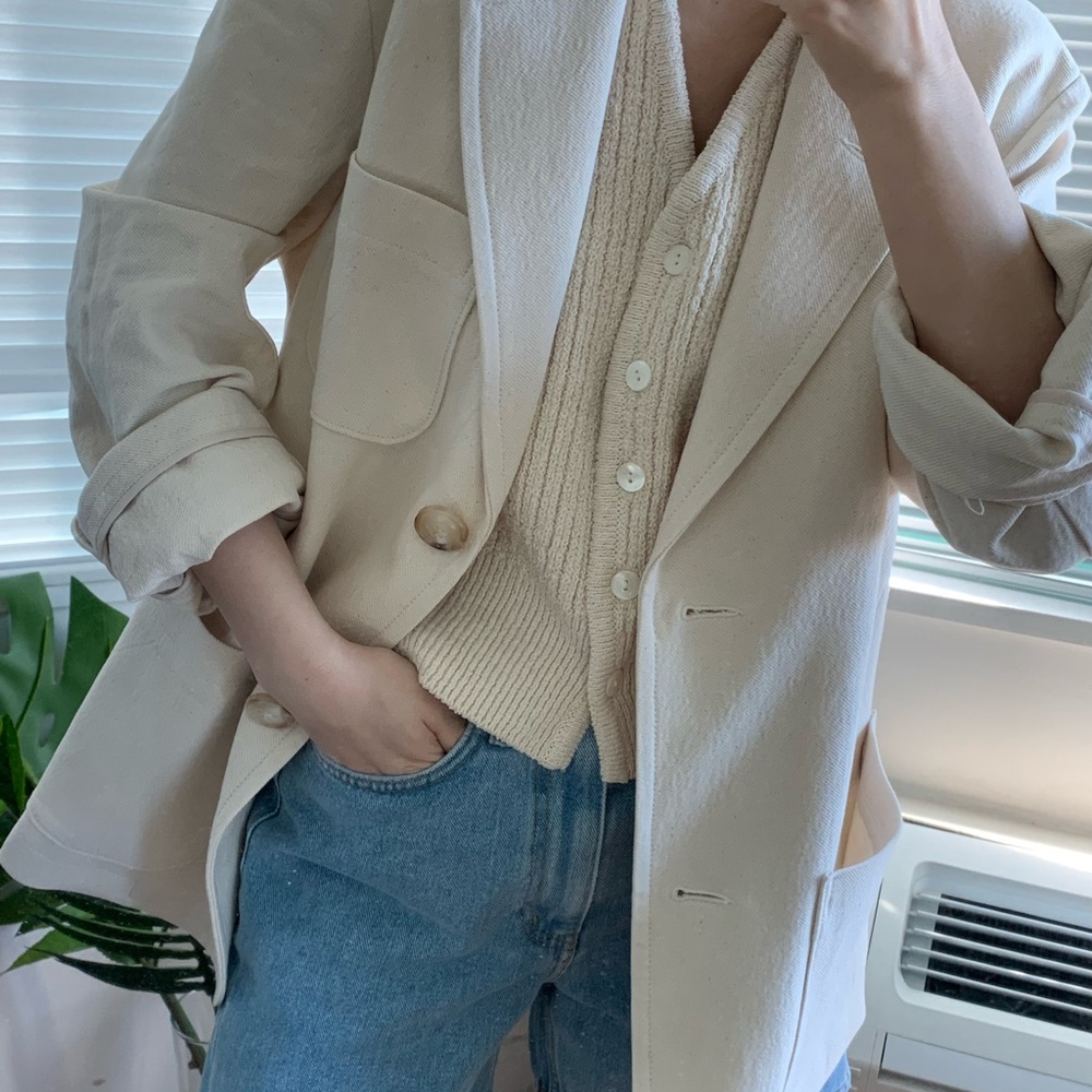 Sienne Cream Tailored Blazer Jacket - Women